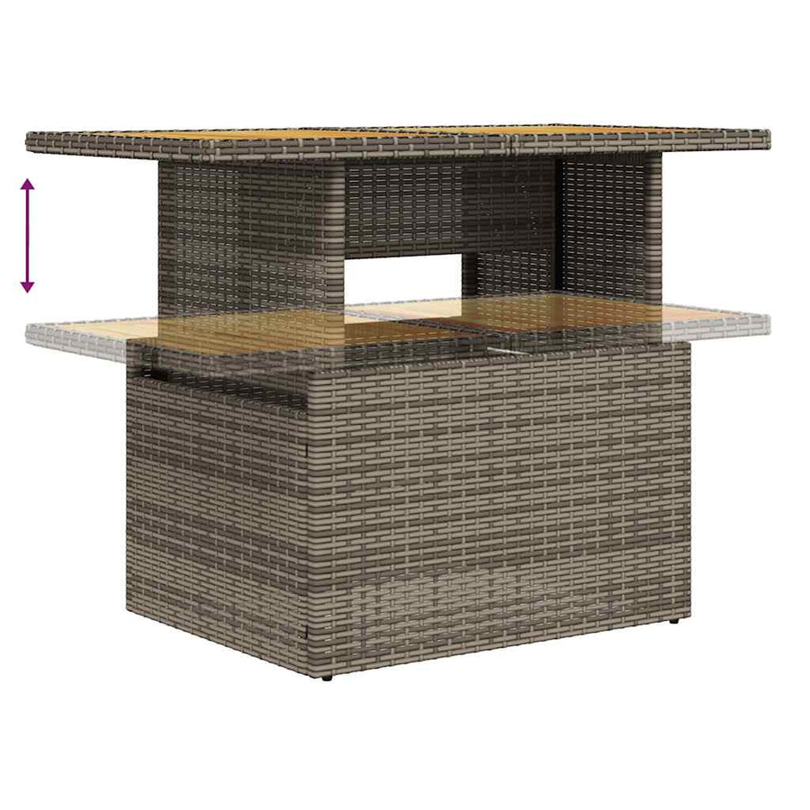 10-delige Loungeset met kussens poly rattan grijs