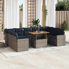 10-piece Lounge Set with Cushions Poly Rattan Grey