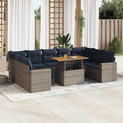Loungeset 10-delig poly rattan grijs