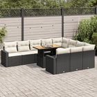 11-delige Loungeset met kussens poly rattan zwart