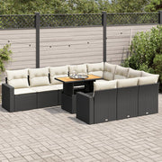 Loungeset 11-delig poly rattan zwart