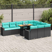 Loungeset 11-delig poly rattan zwart