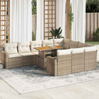 Tuinset 11-delig poly rattan beige met opbergruimte