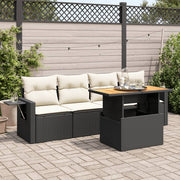 Loungeset 5-delig poly rattan zwart