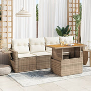 Loungeset 5-delig poly rattan beige