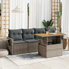 5-delige Loungeset met kussens poly rattan grijs