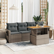 Loungeset 5-delig poly rattan grijs