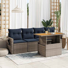 5-piece Loungeset with cushions poly rattan grey