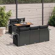 Loungeset 6-delig poly rattan zwart