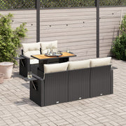 Loungeset poly rattan 6-delig zwart