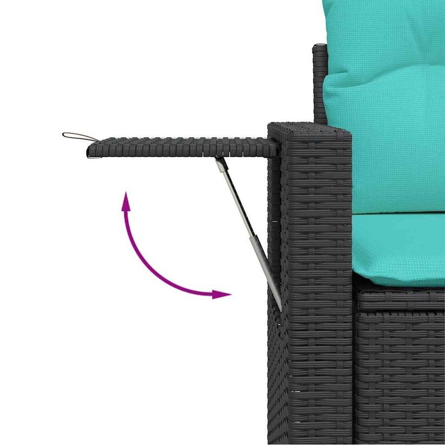6-delige Loungeset met kussens poly rattan zwart