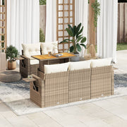 Loungeset 6-delig poly rattan beige met opbergruimte