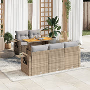 Loungeset 6-delig poly rattan beige