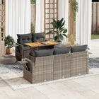 6-piece Lounge Set with Cushions Poly Rattan Grey