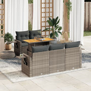 Loungeset 6-delig poly rattan grijs