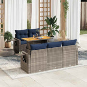 Loungeset 6-delig poly rattan grijs