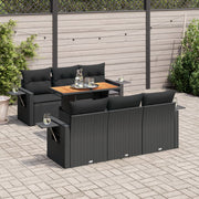 Loungeset 7-delig poly rattan zwart
