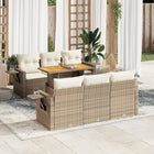 7-delige Loungeset met kussens poly rattan beige