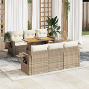 Loungeset 7-delig poly rattan beige