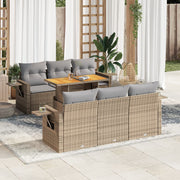 Loungeset 7-delig poly rattan beige
