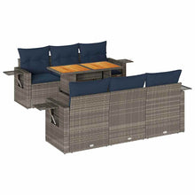 7-delige Loungeset met kussens poly rattan grijs