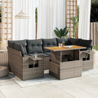 7-delige Loungeset met kussens poly rattan grijs