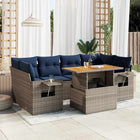 7-piece Lounge Set with Cushions poly rattan grey