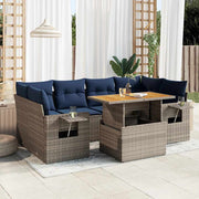 Loungeset 7-delig poly rattan grijs