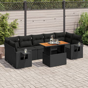 Loungeset poly rattan 8-delig zwart