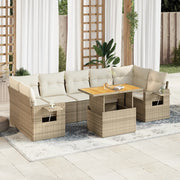 Loungeset 8-delig poly rattan beige