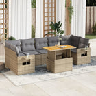 8-delige Loungeset met kussens poly rattan beige