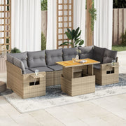 Loungeset 8-delig poly rattan beige