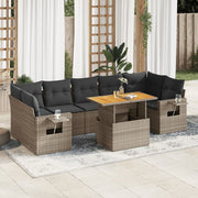 Loungeset 8-delig poly rattan grijs