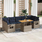 8-piece Lounge Set with Cushions Poly Rattan Grey