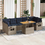 Loungeset 8-delig poly rattan grijs