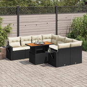 Loungeset 9-delig poly rattan zwart