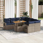 Loungeset 9-delig poly rattan grijs