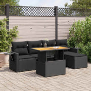 Loungeset poly rattan 6-delig zwart