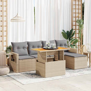Loungeset 6-delig poly rattan beige