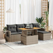 Loungeset poly rattan 6-delig grijs