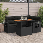 5-Piece Loungeset with Cushions Poly Rattan Black