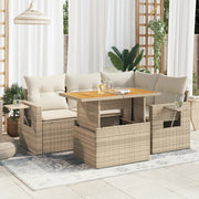 Loungeset 5-delig poly rattan beige