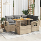 5-piece Loungeset with Cushions Poly Rattan Beige