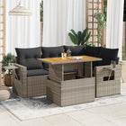 5-piece Loungeset with cushions poly rattan grey