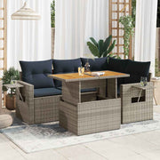 Loungeset 5-delig poly rattan grijs