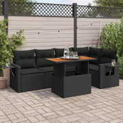 Loungeset 6-delig poly rattan zwart
