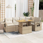 Loungeset 6-delig poly rattan beige