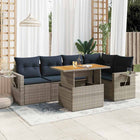 6-piece Lounge Set with Cushions Poly Rattan Grey