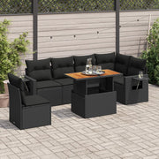 Loungeset 7-delig poly rattan zwart