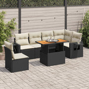 Loungeset 7-delig poly rattan zwart